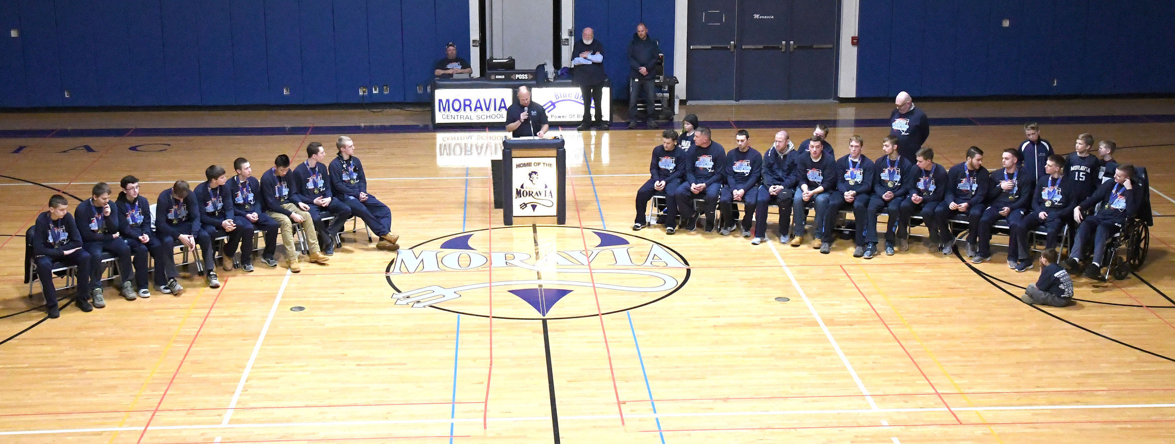 Moravia basketball celebration